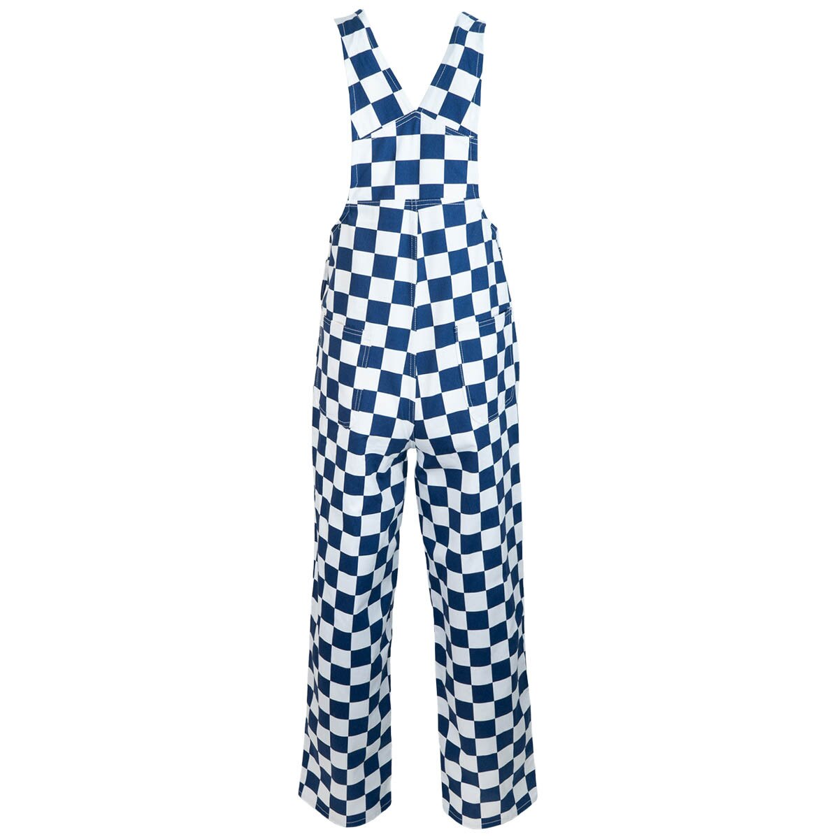 Navy and white checkered gameday bibs overalls